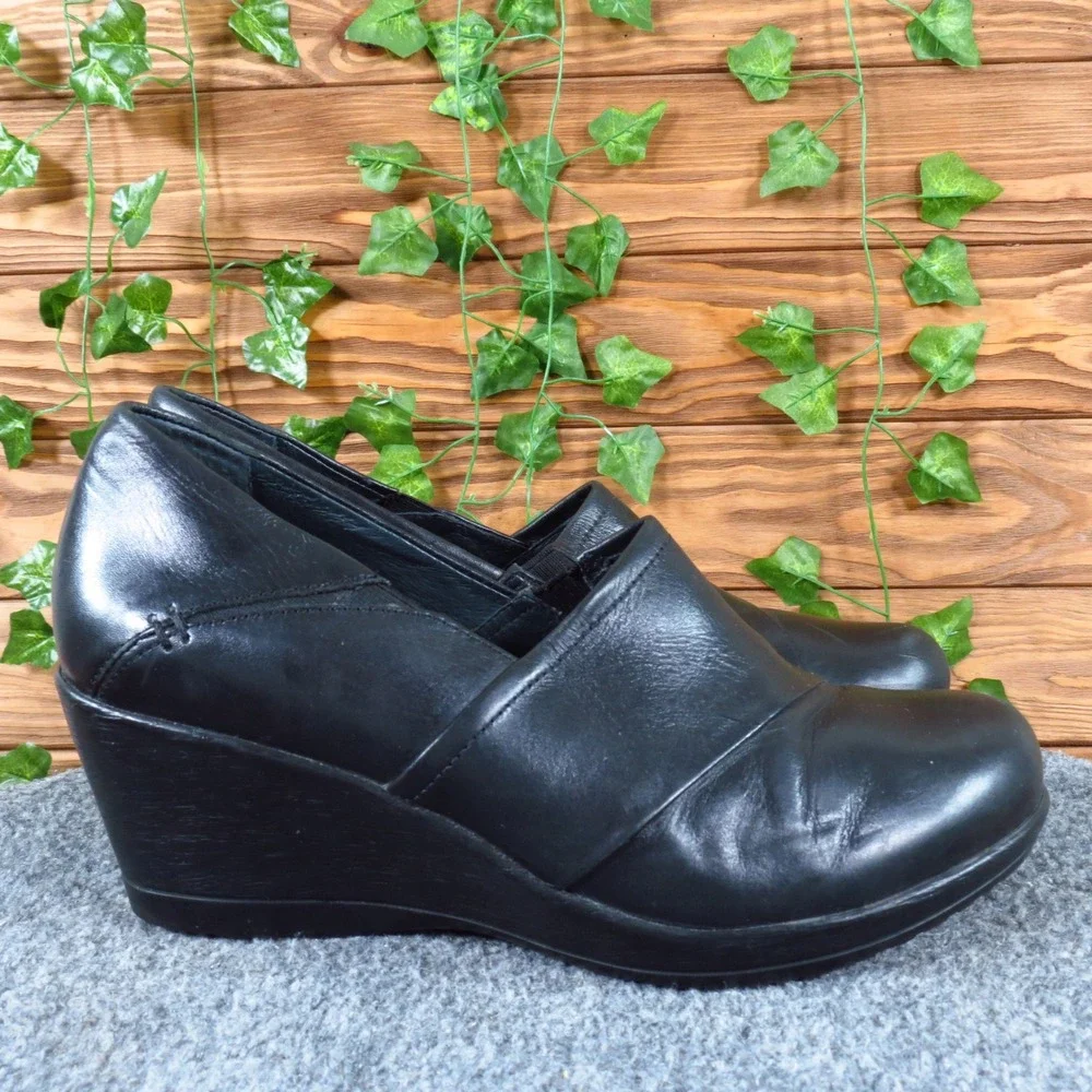 Dansko Rosaline Womens Wedge Slip On Size 41‎ Black Leather Comfort Work